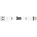 Cavi Usb Versoo Usb Type C 3m Carica E Sincronizzazione - Bianco - Foto miniatura 3