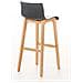 Sgabello Design Hoover in Polipropilene E Legno Naturale I Sgabello Alto Bancone, Alt. 77CM I Sedia Cucina per Penisola con Schienale Grigio - Foto miniatura 4