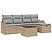 Set di divani da giardino  a 6 pezzi con cuscini beige in rattan poli, Divano da giardino a 2 posti  con spazio di stoccaggio e cuscini beige in rattan poli - Foto miniatura 1