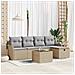 Set di divani da giardino  a 6 pezzi con cuscini beige in rattan poli, Divano da giardino a 2 posti  con spazio di stoccaggio e cuscini beige in rattan poli - Foto miniatura 2