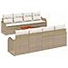 Set Divano da Giardino  9 Pezzi con Cuscini Beige Polyrattan Acacia, Divano da Giardino  2 Posti con Cuscini Beige Polyrattan - Foto miniatura 1