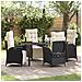 Set da Pranzo per Giardino 5 pcs Nero Poly Rattan - Foto miniatura 2