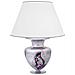 Lampada Da Tavolo Grande Con Paralume Affusolato In Tessuto Di Design Cromato - Motivo Argento Bacio, 1x Attacco E27 - Foto miniatura 1