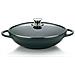 Wok In Fusione Di Alluminio + Coperchio In Vetro 32 Cm Nero - 15157 - Foto miniatura 1