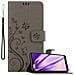 Custodia Compatibile Con Xiaomi Redmi Note 6 Pro In Grigio Fiore - Coperchio Protettivo In Design Floreale Con Chiusura Magnetica, Funzione Stand E Slot Per Carte - Foto miniatura 1