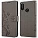 Custodia Compatibile Con Xiaomi Redmi Note 6 Pro In Grigio Fiore - Coperchio Protettivo In Design Floreale Con Chiusura Magnetica, Funzione Stand E Slot Per Carte - Foto miniatura 8