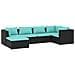 Set Salotto Da Giardino 6 Pz Con Cuscini In Polyrattan Nero - Foto miniatura 1