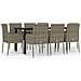 Set Da Pranzo Giardino 9pz Con Cuscini Nero E Grigio Polyrattan - Foto miniatura 2
