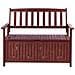 Panca Da Giardino Legno Di Acacia Rosso Mogano Con Vano Contenitore E Cuscino Rosso 120 Cm Sovana - Foto miniatura 3
