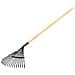 Rastrello Per Foglie A Ventaglio, Manico In Legno - Foto miniatura 1