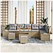 Set Divano da Giardino  9 Pezzi con Cuscini Beige Polyrattan Acacia, Divano da Giardino  2 Posti con Cuscini Beige Polyrattan, Set da Pranzo da Giardino  3 Pezzi con Cuscini Beige Polyrattan Acacia - Foto miniatura 3