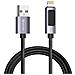 Cavo 2.4a Ricarica E Sincronizzazione Usb A Lightning 12w 1,5 M Con Display Led, Nero - Foto miniatura 2