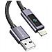 Cavo 2.4a Ricarica E Sincronizzazione Usb A Lightning 12w 1,5 M Con Display Led, Nero - Foto miniatura 1