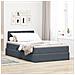 Letto con contenitore e LED Grigio scuro 120 x 190 cm Velluto - Foto miniatura 2
