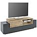 Mobile Porta Tv Pablo, Credenza Bassa Da Soggiorno, Base Porta Tv, 100% Made In Italy, Cm 160x45h51, Antracite E Acero - Foto miniatura 2