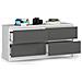 Cassettiera K120, 4 cassetti, 120x40x55 cm, Colore Bianco e Grigio Grafite - Foto miniatura 2