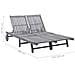 Sdraio Da Giardino Grigia A 2 Posti Con Cuscini Massello Acacia - Foto miniatura 6