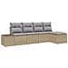 Set di divani da giardino di 5 pezzi con cuscini beige in polyrattan - Foto miniatura 1