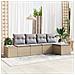 Set di divani da giardino di 5 pezzi con cuscini beige in polyrattan - Foto miniatura 2