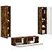Set mobile TV 6 pcs Rovere fumé Legno multistrato - Foto miniatura 3