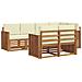 Set divani 7 pcs Naturale e Crema Legno di Acacia Massello - Foto miniatura 1