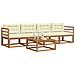 Set di divani da esterno con cuscino 5 pcs Naturale e Crema - Foto miniatura 3