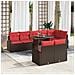 Set Divano da Giardino 9 pcs Marrone e Rosso polyrattan - Foto miniatura 2