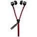 Auricolari Zipper con Cavo + Microfono per Smartphone - Rosso - Foto miniatura 1