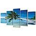 5 Pz Set Stampa Su Tela Da Muro Spiaggia Con Palma 200 X 100 Cm - Foto miniatura 1