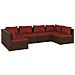Set Divani Da Giardino 6 Pz Con Cuscini In Polyrattan Marrone - Foto miniatura 1