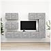 Set Porta Tv 6 Pz Grigio Cemento In Truciolato - Foto miniatura 1
