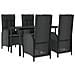 Set Da Pranzo Da Giardino 5 Pz Nero Con Cuscini In Polyrattan - Foto miniatura 3