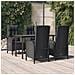 Set Da Pranzo Da Giardino 5 Pz Nero Con Cuscini In Polyrattan - Foto miniatura 1