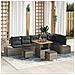 Set di Divani da Giardino 9 Pezzi con Cuscini Grigio Polyrattan Acacia, Divano da Giardino 2 Posti con Cuscini Grigio Polyrattan, Set da Pranzo per Giardino 3 Pezzi con Cuscini Grigio Polyrattan Acacia - Foto miniatura 2