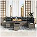 Set di Divani da Giardino 9 Pezzi con Cuscini Grigio Polyrattan Acacia, Divano da Giardino 2 Posti con Cuscini Grigio Polyrattan, Set da Pranzo per Giardino 3 Pezzi con Cuscini Grigio Polyrattan Acacia - Foto miniatura 3