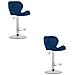 Sgabello in velluto WEST - Blu navy - Base cromata x 2 - Foto miniatura 1