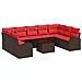 Set Divano da Giardino 10 pcs Marrone e Rosso polyrattan - Foto miniatura 1