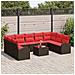 Set Divano da Giardino 10 pcs Marrone e Rosso polyrattan - Foto miniatura 3