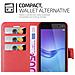 Custodia Compatibile Con Huawei Y6 2017 In Rosso Carminio - Coperchio Protettiva Con Chiusura Magnetica, Funzione Stand E Tasca Per Le Carte - Foto miniatura 4