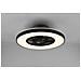 Halmstadt Ventilatore E Plafoniera Led Diffusore Satinato Con Bordo Nero Con Telecomando Multifunzio - Foto miniatura 1