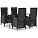 Set Da Pranzo Da Giardino 5 Pz Nero Con Cuscini In Polyrattan - Foto miniatura 2