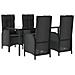 Set Da Pranzo Da Giardino 5 Pz Nero Con Cuscini In Polyrattan - Foto miniatura 3