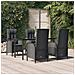 Set Da Pranzo Da Giardino 5 Pz Nero Con Cuscini In Polyrattan - Foto miniatura 1