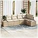 set di divani da giardino di 5 pezzi con cuscini beige rattan - Foto miniatura 2