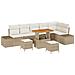 Set Divano da Giardino  9 Pezzi con Cuscini Beige Polyrattan Acacia, Divano da Giardino  2 Posti con Cuscini Beige Polyrattan, Set da Pranzo da Giardino  3 Pezzi con Cuscini Beige Polyrattan Acacia - Foto miniatura 1