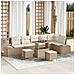 Set Divano da Giardino  9 Pezzi con Cuscini Beige Polyrattan Acacia, Divano da Giardino  2 Posti con Cuscini Beige Polyrattan, Set da Pranzo da Giardino  3 Pezzi con Cuscini Beige Polyrattan Acacia - Foto miniatura 2