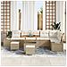 Set Divano da Giardino  9 Pezzi con Cuscini Beige Polyrattan Acacia, Divano da Giardino  2 Posti con Cuscini Beige Polyrattan, Set da Pranzo da Giardino  3 Pezzi con Cuscini Beige Polyrattan Acacia - Foto miniatura 3