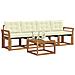 Set di divani da esterno con cuscino 5 pcs Naturale e Crema - Foto miniatura 3