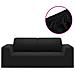 Fodera Elasticizzata Per Divano 2 Posti Jersey Poliestere Nero - Foto miniatura 2