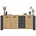 Buffet Loft - Decor Chene Artisan En Melamine Gray Shadow - 3 Deuren En 3 Laden - L 220 X D 52 X H 86,5 Cm - - Foto miniatura 2